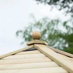 13'x12' (4x3.5m) Luxury Wooden Furnished Garden Gazebo With Traditional Timber Roof - Seats Up To 15 People -Halls || Lifetime || Keter Sales hgg4mttcfin 4m timber roof furnished cream roof2