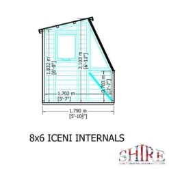6' X 8' Shire Iceni Pent Potting Shed (1.83m X 2.5m) -Halls || Lifetime || Keter Sales icen0806dsl 1aa iceni potting shed drawing3 min
