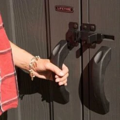 10' X 8' Lifetime New Edition Single Entrance Plastic Shed (3.05m X 2.44m) -Halls || Lifetime || Keter Sales lft10x860222 lifetime 10x8 single entrance plastic shed new doors2