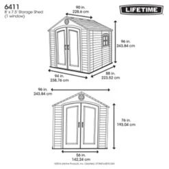 8' X 7.5' Lifetime Special Edition Heavy Duty Plastic Shed (2.43m X 2.28m) -Halls || Lifetime || Keter Sales lifetime 8x7 plans