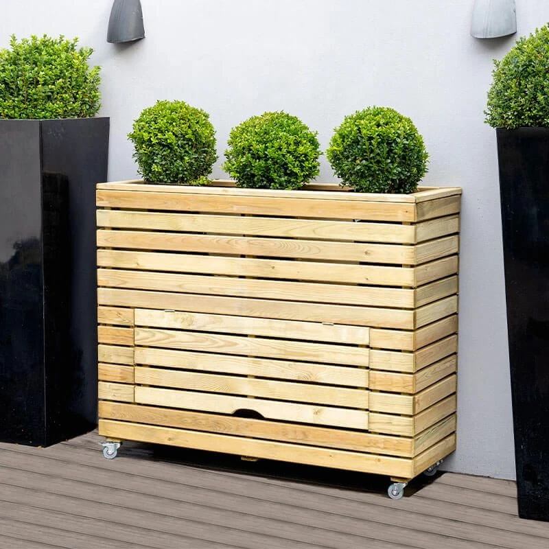 3'11 X 1'4 Forest Linear Tall Wooden Garden Planter With Storage And Wheels (1.2m X 0.4m) 1 3'11 X 1'4 Forest Linear Tall Wooden Garden Planter With Storage And Wheels (1.2m X 0.4m)
