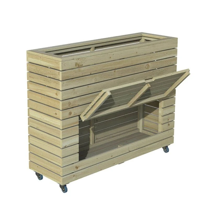 3'11 X 1'4 Forest Linear Tall Wooden Garden Planter With Storage And Wheels (1.2m X 0.4m) 4 3'11 X 1'4 Forest Linear Tall Wooden Garden Planter With Storage And Wheels (1.2m X 0.4m) - Image 4