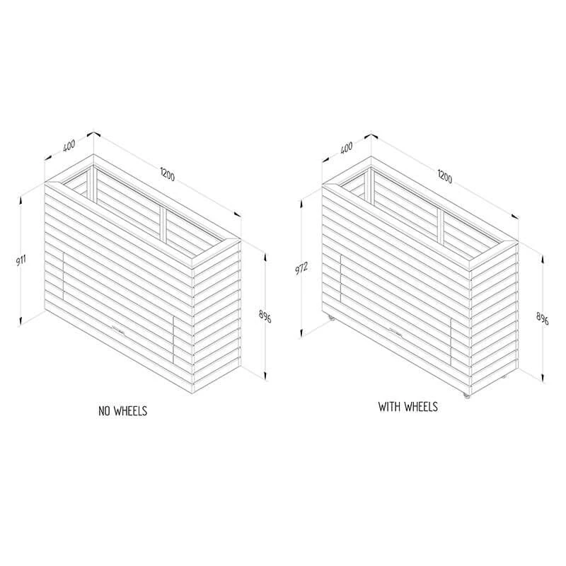 3'11 X 1'4 Forest Linear Tall Wooden Garden Planter With Storage And Wheels (1.2m X 0.4m) 2 3'11 X 1'4 Forest Linear Tall Wooden Garden Planter With Storage And Wheels (1.2m X 0.4m) - Image 2