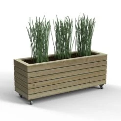 3'11 X 1'4 Forest Linear Long Wooden Garden Planter With Wheels (1.2m X 0.4m) -Halls || Lifetime || Keter Sales linpl120w 2