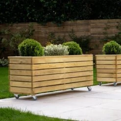 3'11 X 1'4 Forest Linear Long Wooden Garden Planter With Wheels (1.2m X 0.4m) -Halls || Lifetime || Keter Sales linpl120w 5