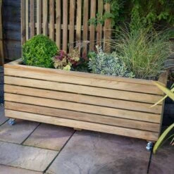 3'11 X 1'4 Forest Linear Long Wooden Garden Planter With Wheels (1.2m X 0.4m) -Halls || Lifetime || Keter Sales linpl120w 7