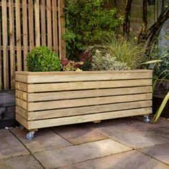 3'11 X 1'4 Forest Linear Long Wooden Garden Planter With Wheels (1.2m X 0.4m) -Halls || Lifetime || Keter Sales linpl120w 8