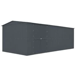 10' X 15' Globel Anthracite Grey Double Door Metal Workshop (3.07m X 4.64m) -Halls || Lifetime || Keter Sales lotus1015wsag lotus 10x15 hinged workshop cutout1