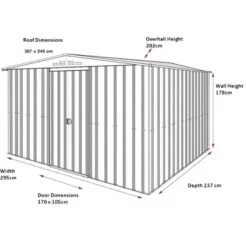 10' X 8' Globel Heritage Green Apex Metal Shed (3.07 X 2.47m) -Halls || Lifetime || Keter Sales lotus108hg 04