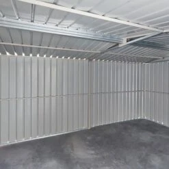 10' X 15' Globel Anthracite Grey Double Door Metal Workshop (3.07m X 4.64m) -Halls || Lifetime || Keter Sales lotus10x15wsag 10x15 lotus grey metal workshop close up6 min