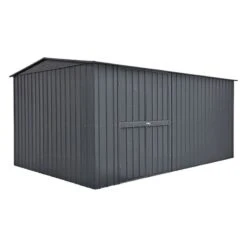 10' X 15' Globel Anthracite Grey Double Door Metal Workshop (3.07m X 4.64m) -Halls || Lifetime || Keter Sales lotus10x15wsag 10x15 lotus grey metal workshop cutout1 min