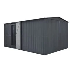 10' X 15' Globel Anthracite Grey Double Door Metal Workshop (3.07m X 4.64m) -Halls || Lifetime || Keter Sales lotus10x15wsag 10x15 lotus grey metal workshop cutout2 min