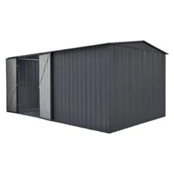 10' X 15' Globel Anthracite Grey Double Door Metal Workshop (3.07m X 4.64m) -Halls || Lifetime || Keter Sales lotus10x15wsag 10x15 lotus grey metal workshop cutout4 min