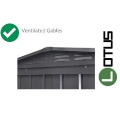 10' X 19' Globel Anthracite Grey Double Door Metal Workshop (3.07m X 5.88m) -Halls || Lifetime || Keter Sales lotus10x19wsag 10x19 lotus grey metal workshop close up4 min