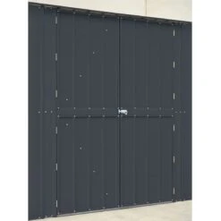 10' X 23' Globel Double Door Workshop - Athracite Grey (2.9m X 7m) -Halls || Lifetime || Keter Sales lotus10x23wsag 10x23 lotus grey metal workshop close up8 min
