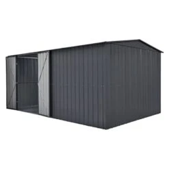 10' X 23' Globel Double Door Workshop - Athracite Grey (2.9m X 7m) -Halls || Lifetime || Keter Sales lotus10x23wsag 10x23 lotus grey metal workshop cutout4 min