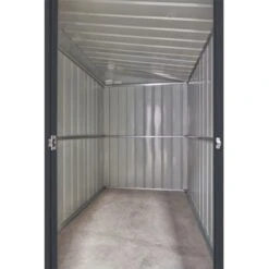 5' X 8' Globel Lean To Anthracite Grey Metal Shed (1.55m X 2.42m) -Halls || Lifetime || Keter Sales lotus5x8leantoags 5x8 lotus lean to grey metal shed close up4 min
