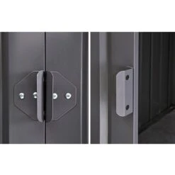 6' X 3' Globel Anthracite Grey Metal Shed (1.84m X 0.92m) -Halls || Lifetime || Keter Sales lotus63ag 6x3 lotus anthracite grey metal shed close up1 min