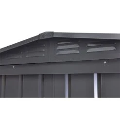 6' X 3' Globel Anthracite Grey Metal Shed (1.84m X 0.92m) -Halls || Lifetime || Keter Sales lotus63ag 6x3 lotus anthracite grey metal shed close up2 min