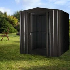 6' X 4' Globel Anthracite Grey Apex Metal Shed (1.84m X 1.23m) -Halls || Lifetime || Keter Sales lotus64agsolid 6x4 grey no2