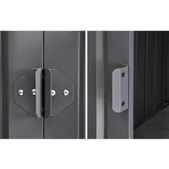 6' X 6' Globel Anthracite Grey Apex Metal Shed (1.83m X 1.85m) -Halls || Lifetime || Keter Sales lotus66ag 6x6 lotus anthracite grey metal shed close up1 min 1