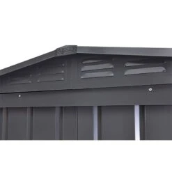 6' X 6' Globel Anthracite Grey Apex Metal Shed (1.83m X 1.85m) -Halls || Lifetime || Keter Sales lotus66ag 6x6 lotus anthracite grey metal shed close up2 min 1