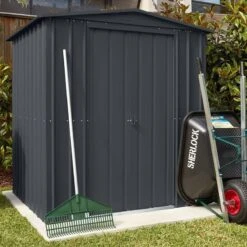 6' X 4' Globel Anthracite Grey Apex Metal Shed (1.84m X 1.23m)