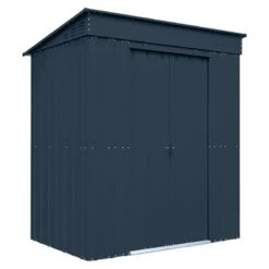 6' X 4' Globel Anthracite Grey Pent Metal Shed (1.8m X 1.24m) -Halls || Lifetime || Keter Sales lotus6x4pentags 6x4 lotus grey pent metal shed cutout1 min