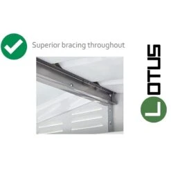 6' X 8' Globel Heritage Green Apex Metal Shed (2.47m X 1.84m) -Halls || Lifetime || Keter Sales lotus6x8hgs 6x8 lotus green apex metal shed close up3 min