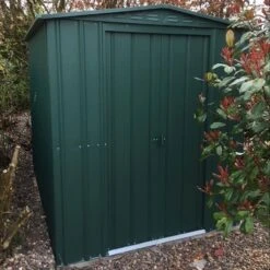 6' X 8' Globel Heritage Green Apex Metal Shed (2.47m X 1.84m) -Halls || Lifetime || Keter Sales lotus6x8hgs 6x8 lotus green apex metal shed insitu2 min