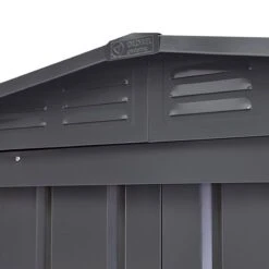 8' X 5' Globel Anthracite Grey Metal Shed (2.45m X 1.54m) -Halls || Lifetime || Keter Sales lotus85ag lotus 8x5 anthracite metal shed roof