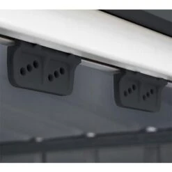 8' X 8' Globel Anthracite Grey Apex Metal Shed (2.45m X 2.47m) -Halls || Lifetime || Keter Sales lotus88ag 8x8 lotus anthracite grey metal shed close up5 min 1