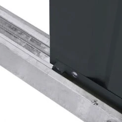 8' X 8' Globel Anthracite Grey Apex Metal Shed (2.45m X 2.47m) -Halls || Lifetime || Keter Sales lotus88ag 8x8 lotus anthracite grey metal shed close up6 min 1