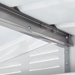 8' X 8' Globel Anthracite Grey Apex Metal Shed (2.45m X 2.47m) -Halls || Lifetime || Keter Sales lotus88ag 8x8 lotus anthracite grey metal shed close up9 min 1