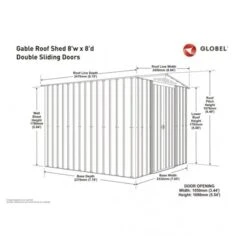 8' X 8' Globel Anthracite Grey Apex Metal Shed (2.45m X 2.47m) -Halls || Lifetime || Keter Sales lotus88ag 8x8 lotus anthracite grey metal shed drawing min 1