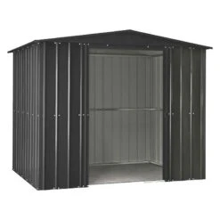 8' X 3' Globel Anthracite Grey Apex Metal Shed (2.34m X 0.82m) -Halls || Lifetime || Keter Sales lotus8x3ags 8x3 lotus anthracite grey apex metal shed cutout2 min