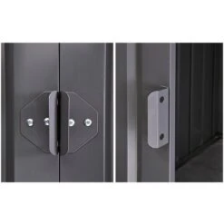 8' X 3' Globel Anthracite Grey Apex Metal Shed (2.34m X 0.82m) -Halls || Lifetime || Keter Sales lotus8x3ags 8x3 lotus anthracite grey apex metal shed handle min