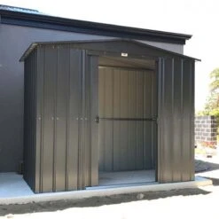 8' X 3' Globel Anthracite Grey Apex Metal Shed (2.34m X 0.82m) -Halls || Lifetime || Keter Sales lotus8x3ags 8x3 lotus anthracite grey apex metal shed no2 min