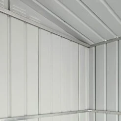 8' X 5' Globel Anthracite Grey Metal Shed (2.45m X 1.54m) -Halls || Lifetime || Keter Sales lotus8x5ags 8x5 lotus grey metal shed close up10 min