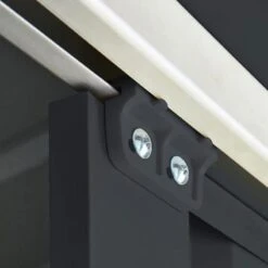 8' X 5' Globel Anthracite Grey Metal Shed (2.45m X 1.54m) -Halls || Lifetime || Keter Sales lotus8x5ags 8x5 lotus grey metal shed close up7 min