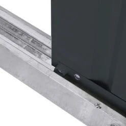 8' X 5' Globel Anthracite Grey Metal Shed (2.45m X 1.54m) -Halls || Lifetime || Keter Sales lotus8x5ags 8x5 lotus grey metal shed close up9 min