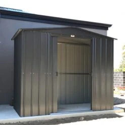 8' X 5' Globel Anthracite Grey Metal Shed (2.45m X 1.54m) -Halls || Lifetime || Keter Sales lotus8x5ags 8x5 lotus grey metal shed insitu1 min