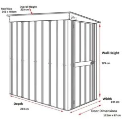 5' X 8' Globel Heritage Green Lean-To Metal Shed (1.55m X 2.42m) -Halls || Lifetime || Keter Sales lotusleanto58hg 06