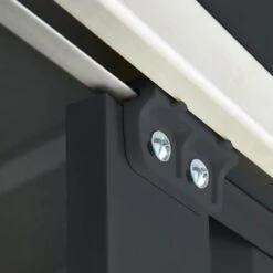 6' X 4' Globel Anthracite Grey Low Pent Metal Shed (1.8m X 1.24m) -Halls || Lifetime || Keter Sales lotuslowpent64ag 6x4 lotus anthracite grey low pent metal shed close up2 min