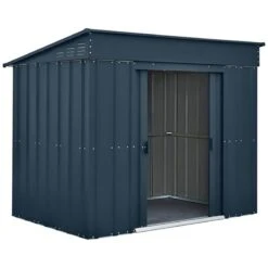 6' X 4' Globel Anthracite Grey Low Pent Metal Shed (1.8m X 1.24m) -Halls || Lifetime || Keter Sales lotuslowpent64agbun 6x4 lotus grey low pent metal shed cutout2 min