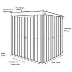 6' X 4' Globel Heritage Green Pent Metal Shed (1.8m X 1.24m) -Halls || Lifetime || Keter Sales lotuspent6x4hg 05 1