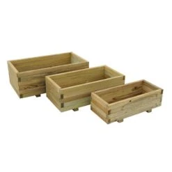 Forest Durham Rectangular Wooden Garden Planter 3'x1'9 (0.9x0.5m) - Set Of 3 -Halls || Lifetime || Keter Sales mfd83 2 min 5