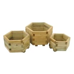 Forest York Hexagonal Wooden Garden Planter 3'x1'8 (0.9x0.5m) - Set Of 3 -Halls || Lifetime || Keter Sales mfd84 2 min 1
