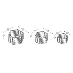 Forest York Hexagonal Wooden Garden Planter 3'x1'8 (0.9x0.5m) - Set Of 3 -Halls || Lifetime || Keter Sales mfd84 drawing 3 min 3