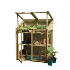 4'x2' Forest Wooden Small Mini Lean To Greenhouse (1.2x0.62m) -Halls || Lifetime || Keter Sales mgh mini greenhouse 2